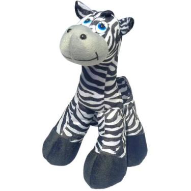 Imagem de Zebra de Pelúcia Listrada Safari 38 cm Antialérgica - Mirante Brasil