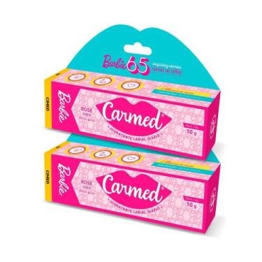 Imagem de Kit 2 unidades Hidratante Labial Carmed Barbie Rose Gold Efeito Gloss 