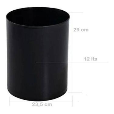 Imagem de Cesto Lixeira 12 Litros Preta Para Escritorio Plastico 29Cm