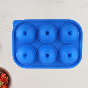 Imagem de Bandeja de silicone para cubos de gelo com tampa – 6 cavidades redondas – Azul escuro