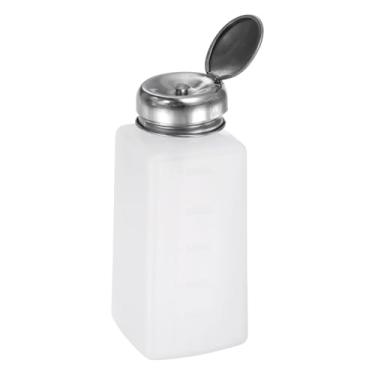 Imagem de Dispensador de álcool solvente 250 ml (241 g) Dispensador de líquido com tampa de aço inoxidável de vedação para removedor de esmalte de acetona, branco