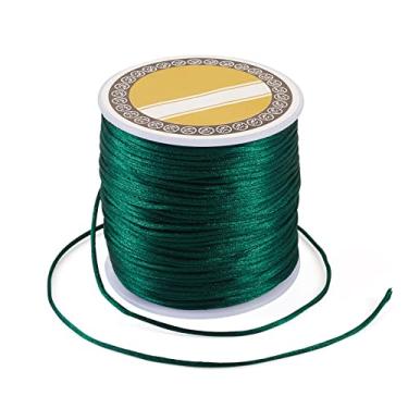 Imagem de 70 m/70 m 1 mm Cordão de cetim com acabamento em nylon fio de seda para nó chinês trançado kumihimo macramê amizade pulseiras para fabricação de joias verde-escuro