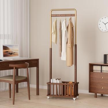 Imagem de Taitiy Cabideiro de madeira maciça com cesto de armazenamento