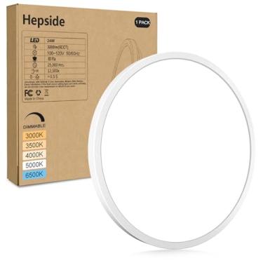 Imagem de hepside 1 Pacote De Luminária Teto Embutida Led, 12 Polegadas, 24 W, Regulável E 3000 K/3500 K/4000 K/5000 K/6500 K, Luzes Perfil Baixo Ajustáveis, Brancas, Redondas Planas Para Armário, Cozinha, Co