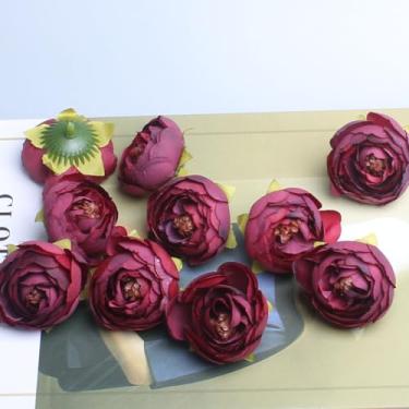 Imagem de 10 peças de flores artificiais de rosas artificiais decorações de peônia rosa para mesa de festa de casamento em casa, centro de mesa, artesanato faça você mesmo