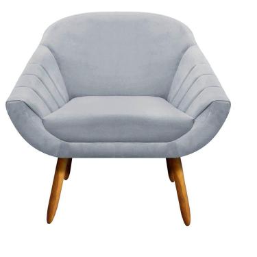 Imagem de Poltrona Giovana Suede Cinza PéS Palito Castanho D'Rossi