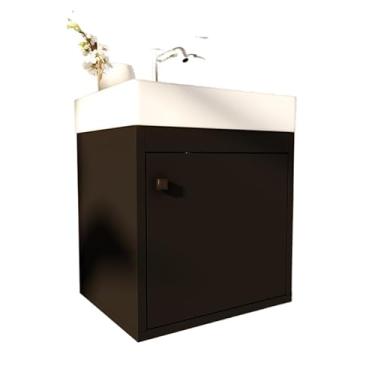 Imagem de Armário armário de suspensão banheiro 1 porta com prateleira organizador multiuso(Preto)