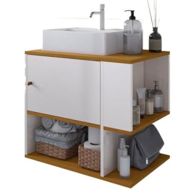 Imagem de Armário Balcão Gabinete Banheiro Organizador Multiuso Suspenso (OffWhite Nature)