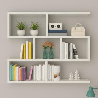 Imagem de Prateleira Decorativa de MDF 80x80x15cm Branca Estilo Moderno para Livros e Enfeites Montagem na Parede Resistente sinanue