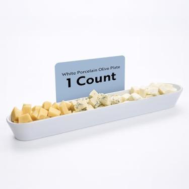 Imagem de Prato de aveia de porcelana branca, prato de queijo, prato de festa, bandeja - 40,6 cm de comprimento - 355 g - 1 caixa - utensílios de restaurante, Branco, 16", 1