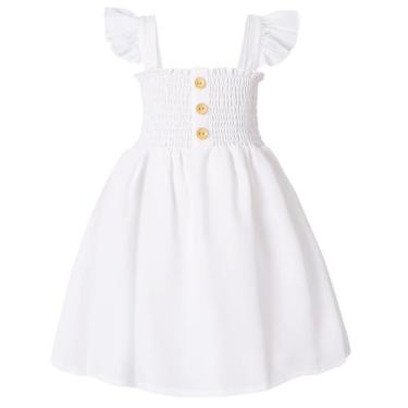 Imagem de Vestido infantil JEELLIGULAR 3T branco com babados sem mangas