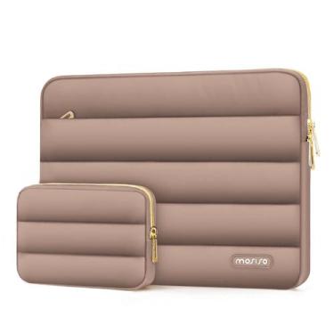 Imagem de Capa para laptop MOSISO 17,3", poliéster fofa, marrom, com bolsa