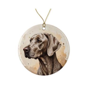 Imagem de Weimaraner Enfeite de Natal - Enfeite de Natal para Cachorros de Cerâmica - Mãe Weimaraner - Amante de Cães - Lembrança de Natal - Decoração de Natal Impressa em ambos os lados