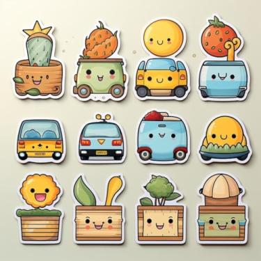 Imagem de Adesivo Kawai Infantil Decorativo para Quarto Caderno e Parede Temas Diversos 30x30cm