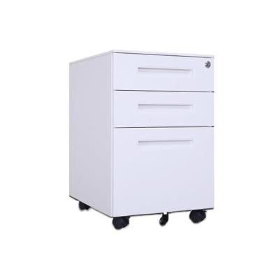 Imagem de Armário de Arquivos Armário de arquivo móvel aço colorido sob a mesa, armário armazenamento grosso com três gavetas e rodas(Branco)
