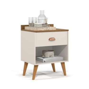 Imagem de Mesa de Cabeceira com 1 ou 2 Gavetas - Opções de Organização(MADERO(2 gavetas),OFF WHITE/FREIJÓ)