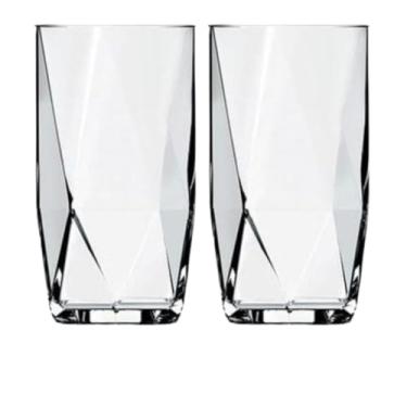 Imagem de Copos de Vidro Topazio Liso 360ml 2 UN - Transparente, Elegante, Luxo, Ideal P/Almoços em Familia - Dona Laura