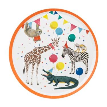 Imagem de Talking Tables 8 pratos de papel motivo de animal de safári pratos de festa para aniversário infantil chá de bebê pratos descartáveis ecológicos 23 x 23 cm