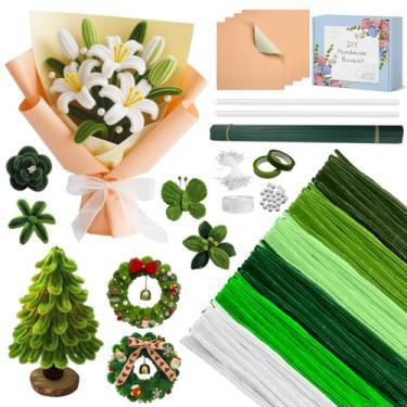 Imagem de AZEAM 630 peças de limpeza de cachimbo artesanal, 500 peças de limpador de cachimbo verde a granel com hastes de chenille de 6 cores para kit de flores, bastões felpudos, pastel, fofos, para