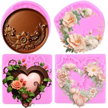 Imagem de MIYAHOUSE Garland Fondant Moldes de silicone para decoração de bolos, topo de cupcake, pasta de goma de chocolate, argila de polímero, conjunto de 4