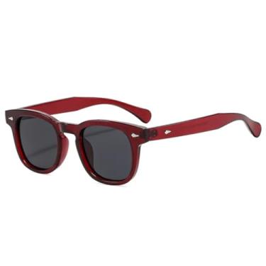 Imagem de VFDHN Óculos de sol femininos da moda com rebites, armação retrô com lentes transparentes UV400 (vermelho e preto)