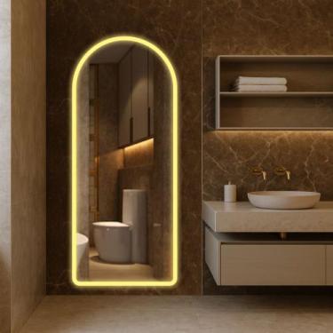 Imagem de Espelho Led Jateado Borda Infinita Luxo Decorativo Banheiro Quarto Sal