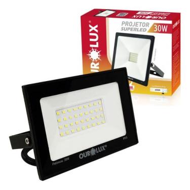 Imagem de Refletor Led Pro Preto 30W Bivolt Branco Quente - OUROLUX, Bivolt