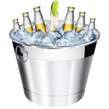 Imagem de Balde de Gelo e Cerveja Térmico em Alumínio Lixado Bbq 6,5L - VihLuz D