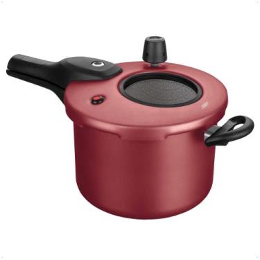 Imagem de Panela De Pressão Antiaderente Cereja Com Visor na Tampa Fechamento Ex