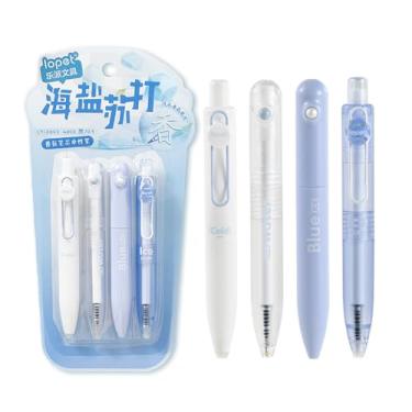 Imagem de lopet 4 canetas de tinta de gel torcidas retráteis ponta ST de 0,5 mm tinta preta refil perfumado de refrigerante, escrita suave, secagem rápida, estudantes, escola, escritório, artigos de papelaria