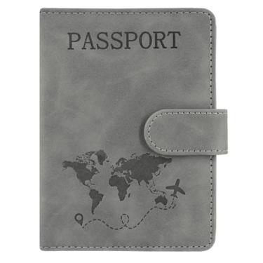 Imagem de ACdream Combo porta-cartão de passaporte e vacina, capa com compartimento para cartão de vacinação CDC, protetor organizador de documentos de viagem de couro, com bloqueio RFID, para mulheres e homens