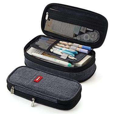 Imagem de Estojo de lápis escolar de grande capacidade com zíper bolso de armazenamento de escritório bolso de armazenamento multicamadas