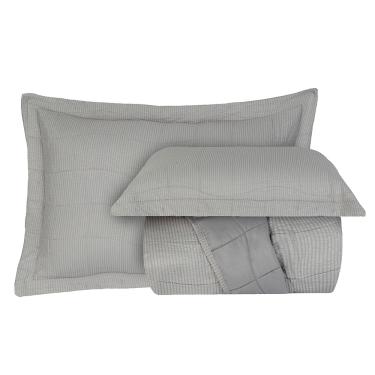 Imagem de Kit Cobre Leito Colcha Anarruga 3 Peças Casal 220x240cm Prata Sonhare