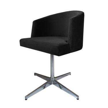 Imagem de Cadeira Poltrona Base Cromada Giratoria Estofada Arkadina Suede Preto