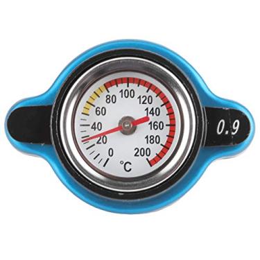 Imagem de Tampa Termostática Universal do Radiador, Tampa do Tanque de água à Prova de Vazamento Com Medidor de Temperatura para Resfriamento do Motor, Azul Escuro e Preto (Cabeça grande