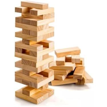 Imagem de Jogo Caiu Perdeu Torre de Madeira Equilíbrio Divertido Para Crianças e Família A Partir de 6 Anos 28cm de Altura