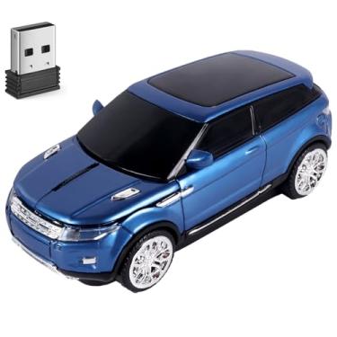 Imagem de Mouse sem fio lindos ratos de carro, azul, portátil, compacto, novidade, mouse divertido, mouse USB engraçado para laptop, PC, computador, tablet, MacBook, crianças, meninas, meninos, mulheres, homens