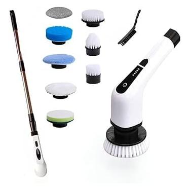 Imagem de Escova Elétrica Rotativa 7 em 1 Multifuncional, USB Recarregável, com Alça de Extensão, para Limpeza Doméstica