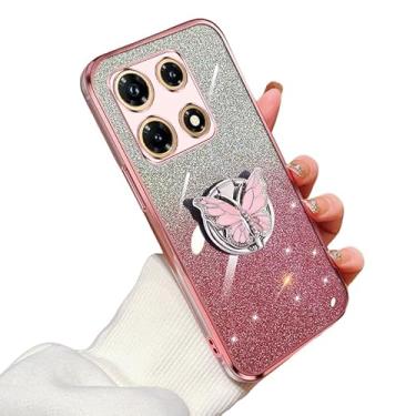 Imagem de Capa com glitter compatível com Infinix Note 30 Pro, capa com suporte de borboleta, para Infinix Note 30 Pro, TPU macio, galvanizado, brilhante, à prova de choque, para mulheres e meninas, capa para
