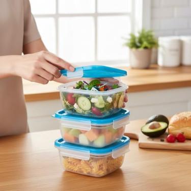 Imagem de Conjunto 3 Potes Plásticos 550ml com Tampa Hermética – Cores Sortidas