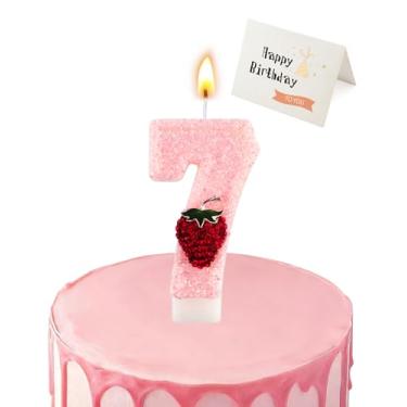 Imagem de Vela de aniversário rosa morango (número 7)