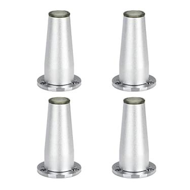 Imagem de ZJYWMM 4 peças de liga de zinco pés de móveis de metal ajustáveis pernas de móveis de mesa cônicas pernas de armário pés de suporte pés de armário de banheiro pés de armário de TV com parafusos (15 cm