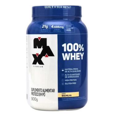 Imagem de 100% Whey Protein Max Titanium Concentrate 900g Baunilha, 1, 900g, 900