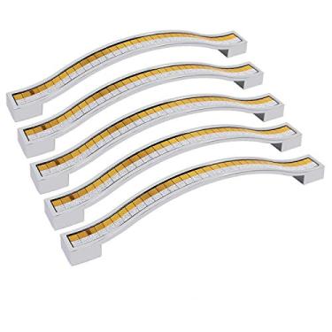 Imagem de 5 peças Puxador Puxador Puxador Arenas Strass Cristal Ouro Alça Decoração Casa de Banho Mobiliário Cozinha Quarto Puxador Liga de Zinco, Distância do Orifício 9.6 cm (96 mm) (Distância do Orifício