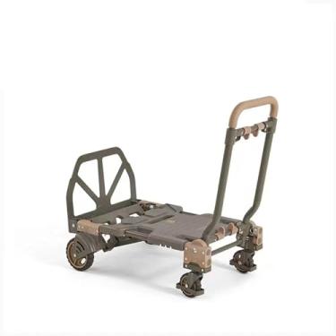 Imagem de JYXYXSCP Carrinho de mão dobrável para transporte pesado, combinação de quatro rodas e duas rodas, carrinho conversível, com rodas de borracha e alça retrátil