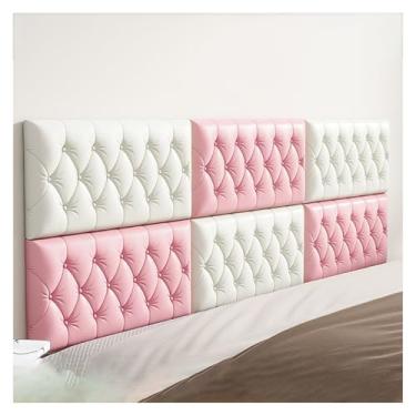 Imagem de ZDJZMGZ Painéis de parede autoadesivos, adesivo de parede de proteção espessa, acolchoamento de parede anticolisão 3D, almofada macia de papel de parede revestido de couro removível (cinza + branco, 2