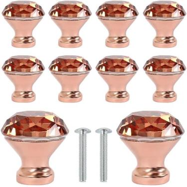 Imagem de ASPROD Puxadores de gavetas, puxadores de cristal, puxador de escritório, 10 peças maçanetas de vidro de cristal de 30 mm puxadores de armário de móveis puxador de gaveta com parafuso acessórios de