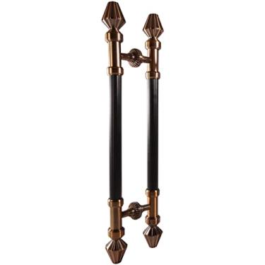 Imagem de Maçaneta deslizante de porta de celeiro, puxador longo de dois lados, conjunto de maçanetas de madeira redondas internas e externas, ferragens de montagem incluídas