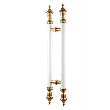 Imagem de Puxadores de porta de celeiro deslizantes, puxadores de porta push pull estilo europeu para porta de entrada porta de madeira, garra de porta de vidro dupla face com parafusos de montagem (cor: ouro