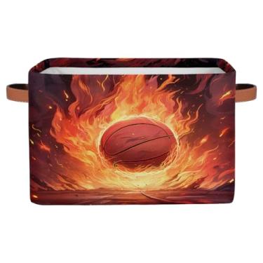 Imagem de Cesta de armazenamento pequena com alças de brinquedo infantil, basquete, esportes, organizador de tecido, dobrável, cesto organizador para berçário, sala de estar, quarto, prateleiras, roupas, caixa